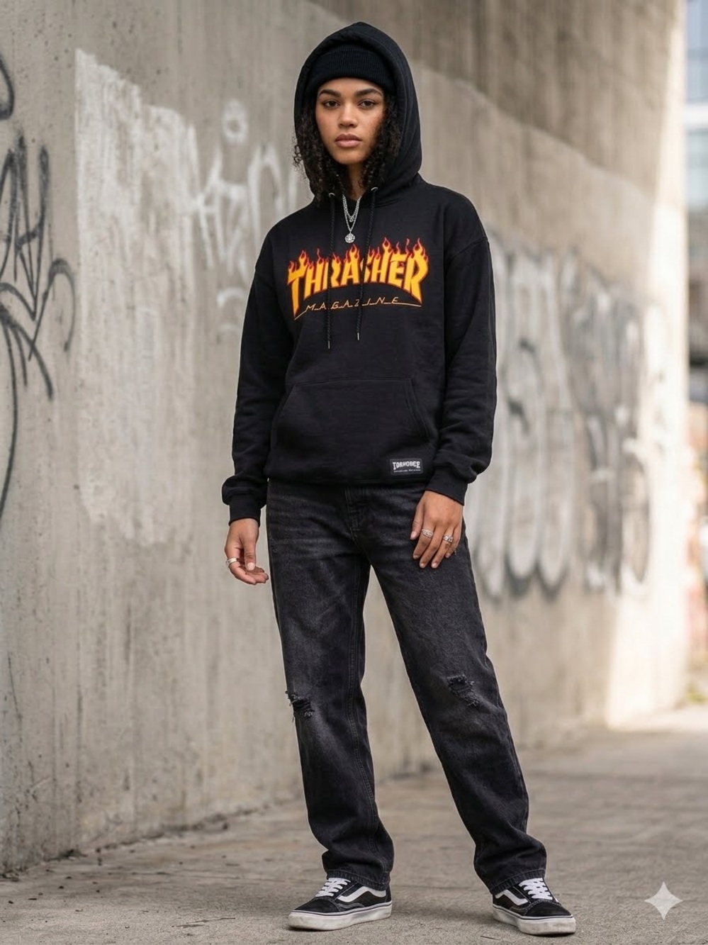 Thrasher Magazine Flame Logo Black Pullover Hoodie – Authentic Streetwear